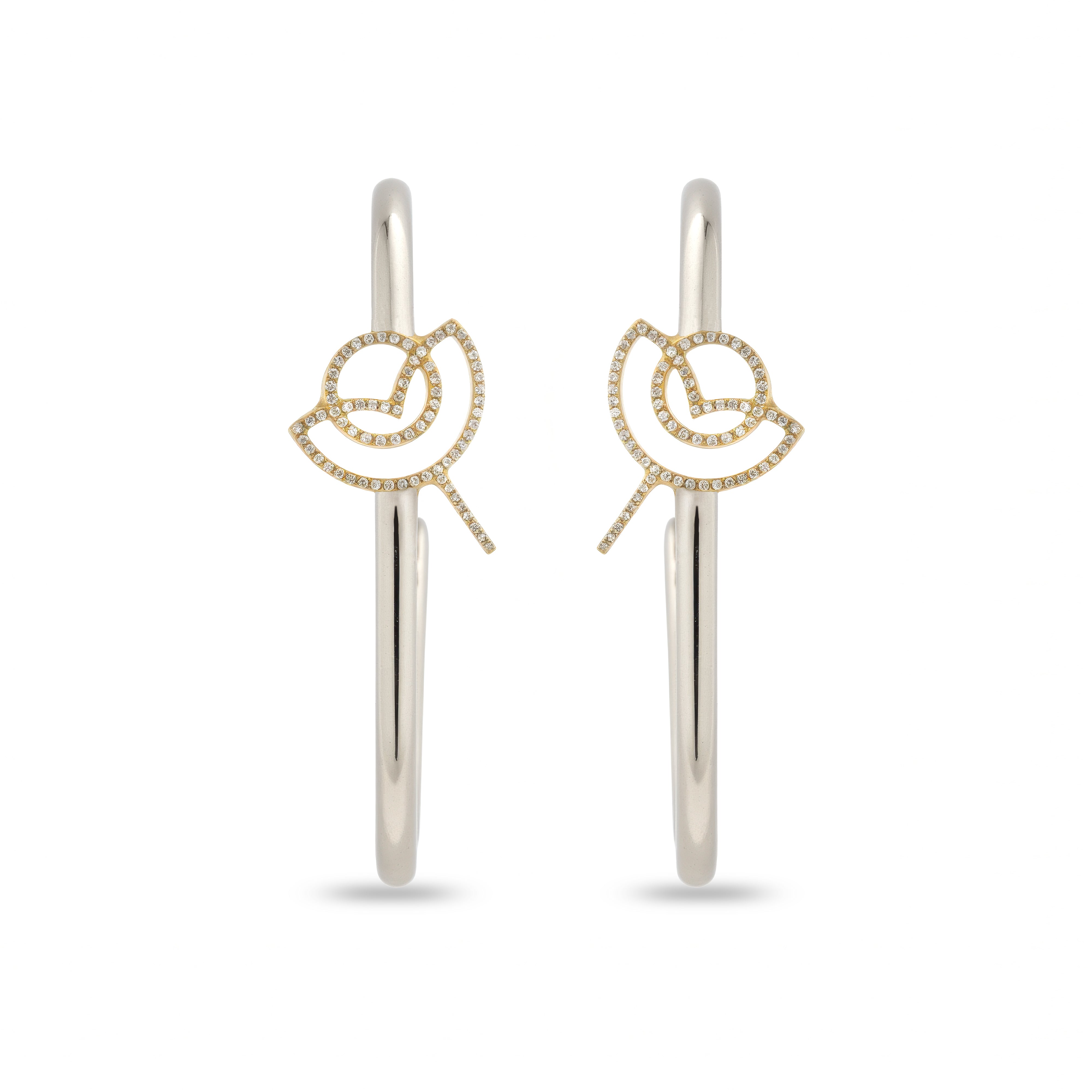 NYRAH ROSE LONG HOOP EARRINGS (SILVER)