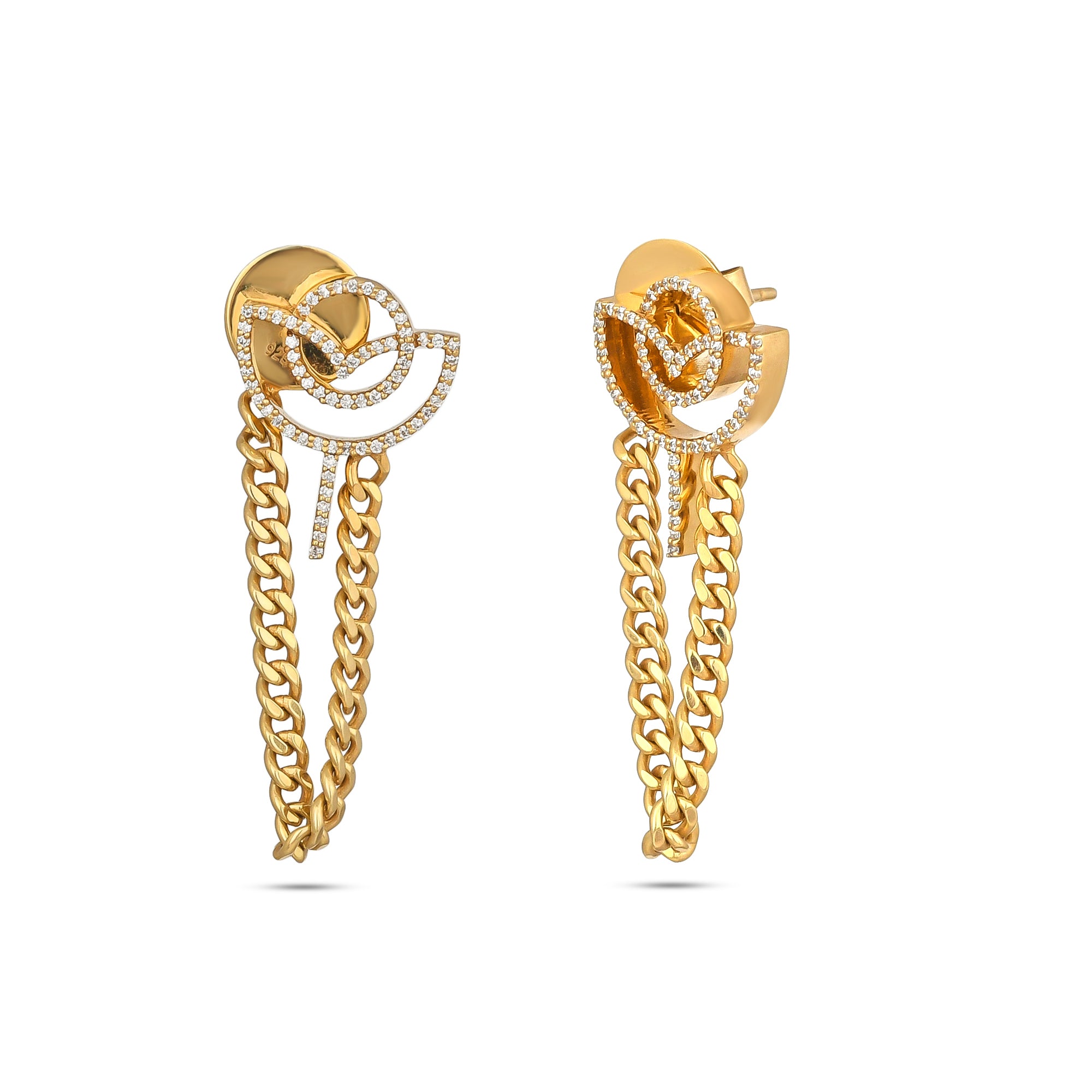 NYRAH ROSE CHAIN EARRINGS (GOLD)