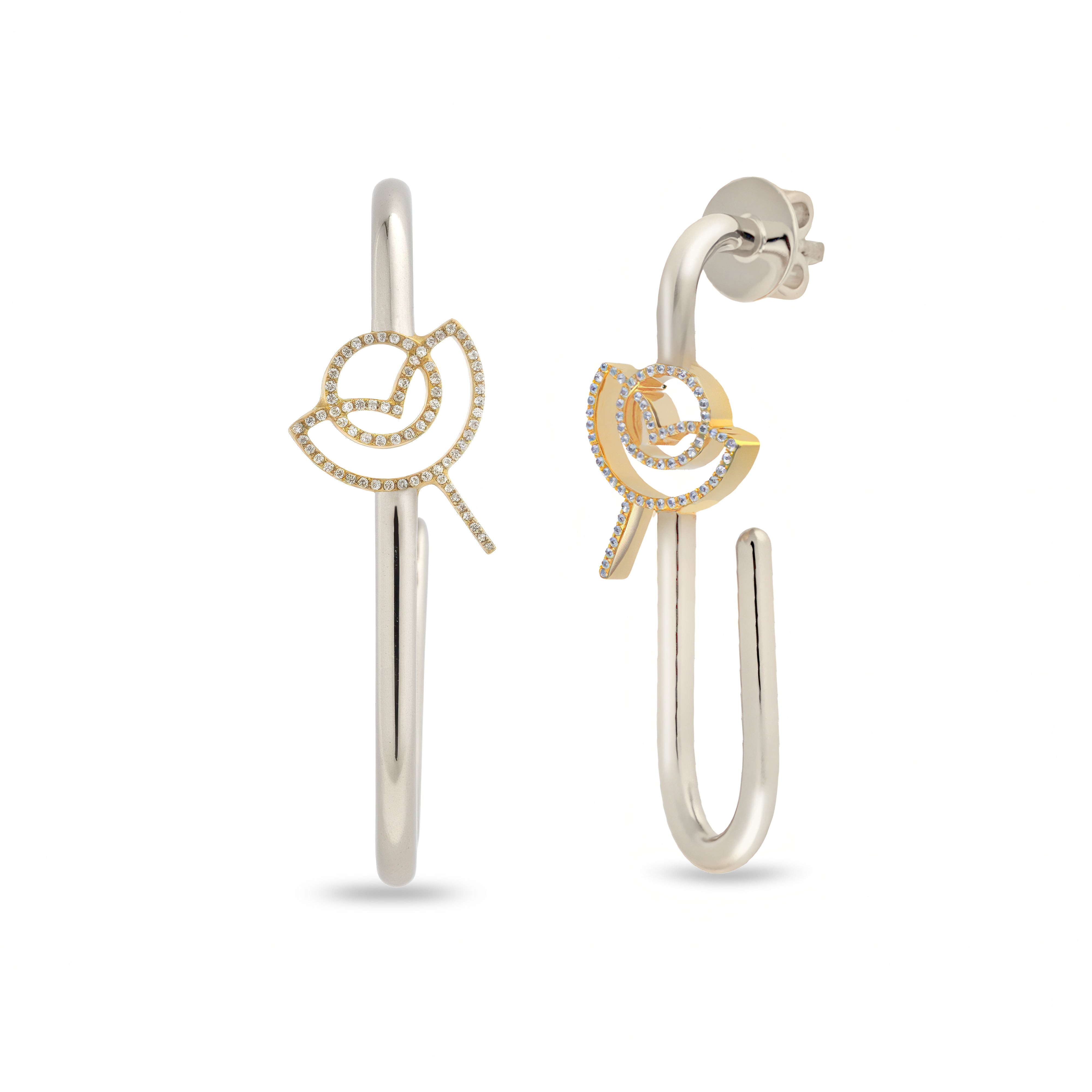 NYRAH ROSE LONG HOOP EARRINGS (SILVER)